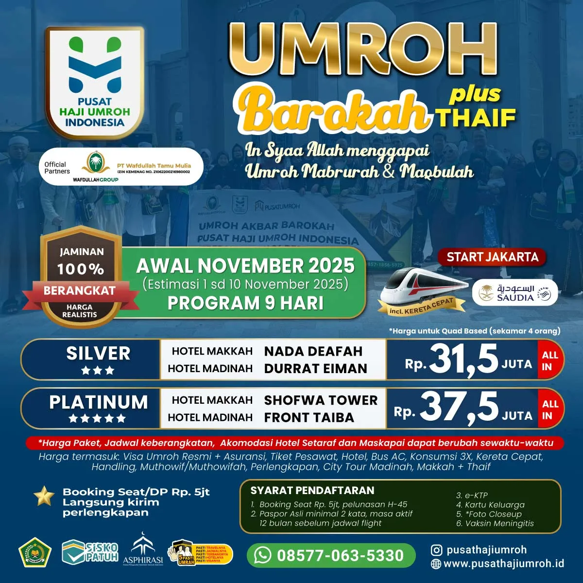 Paket Umroh Awal November 2025, 9 Hari, estimasi keberangkatan 1 sd 10 November 2025