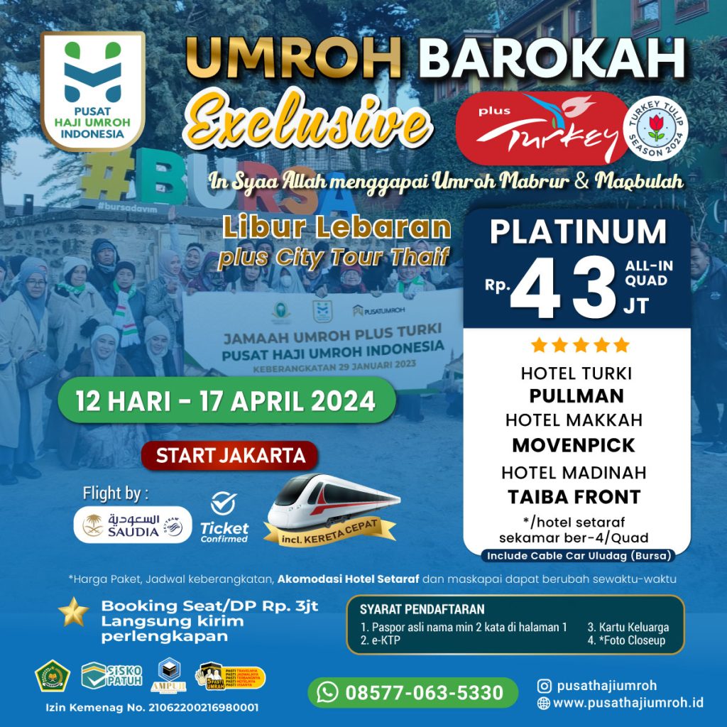Paket Umroh plus Turki 17 April 2024 12 Hari Musim Tulip