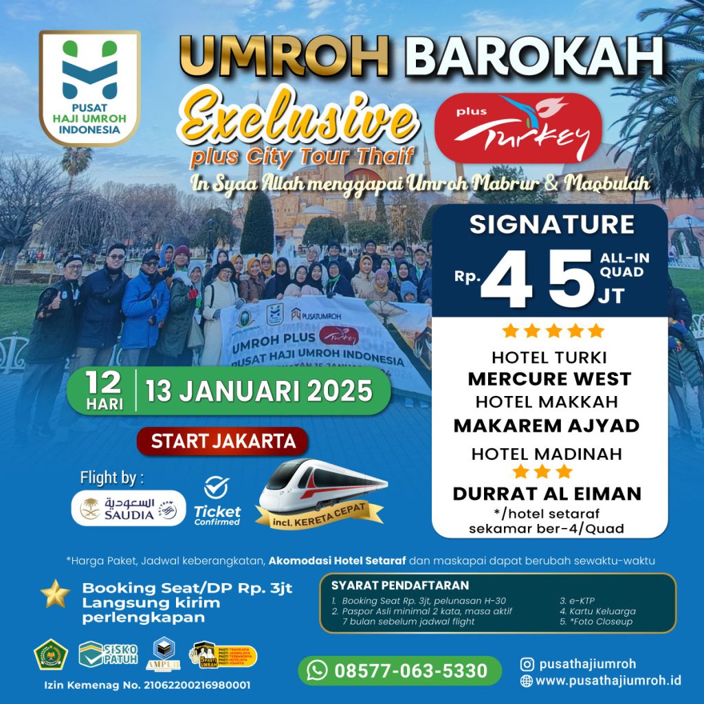 Paket Umroh plus turki 13 Januari 2025