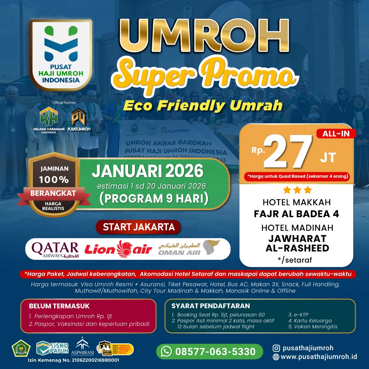 Paket Biaya Umroh Super Promo Januari 2026 mulai 26 juta