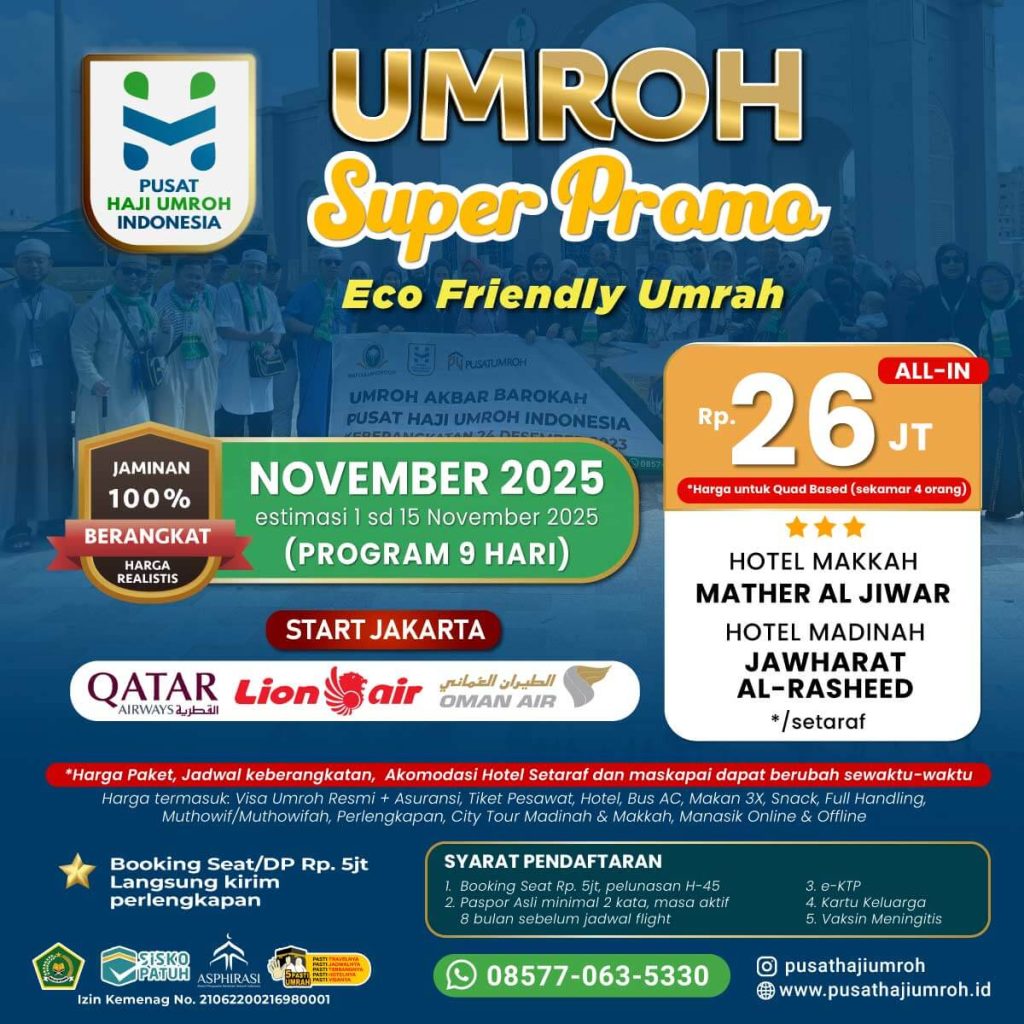 Paket Umroh November 2025 Super Promo, 9 Hari