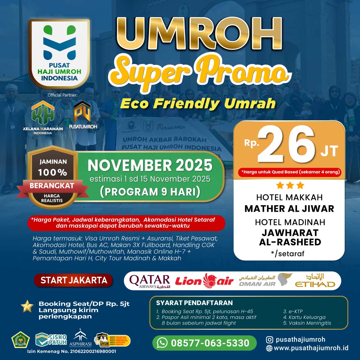 Paket Umroh November 2025 Super Promo, 9 Hari